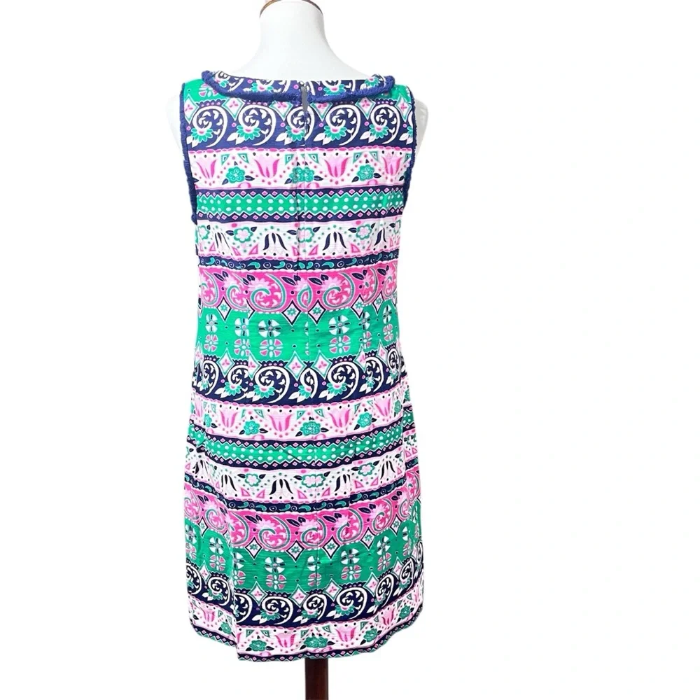 Talbots Sheath Dress Size 6 Multicolor Navy Green Pink Print Sleeveless - Picture 6 of 8